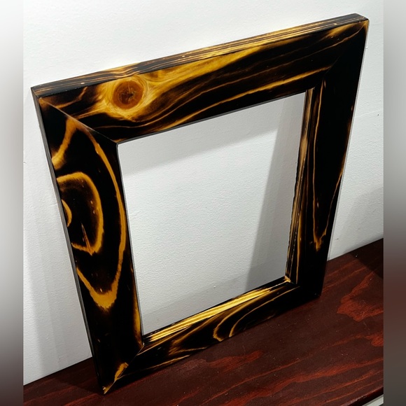 Rustic Burnt Wood Picture Frame - Picture 2 of 3